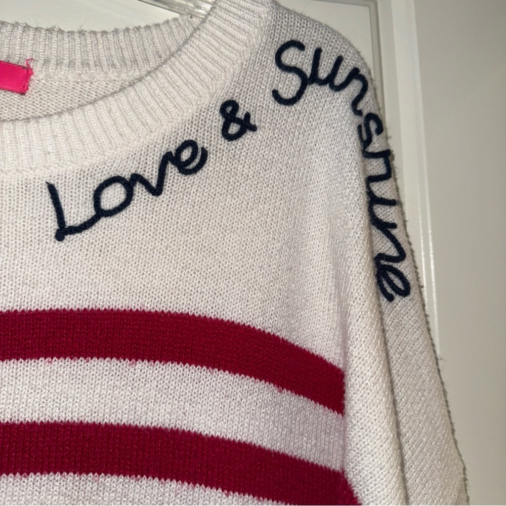 Lilly Pulitzer Red and White Striped Crew Neck Sweater l Large nautical beach - Picture 7 of 8